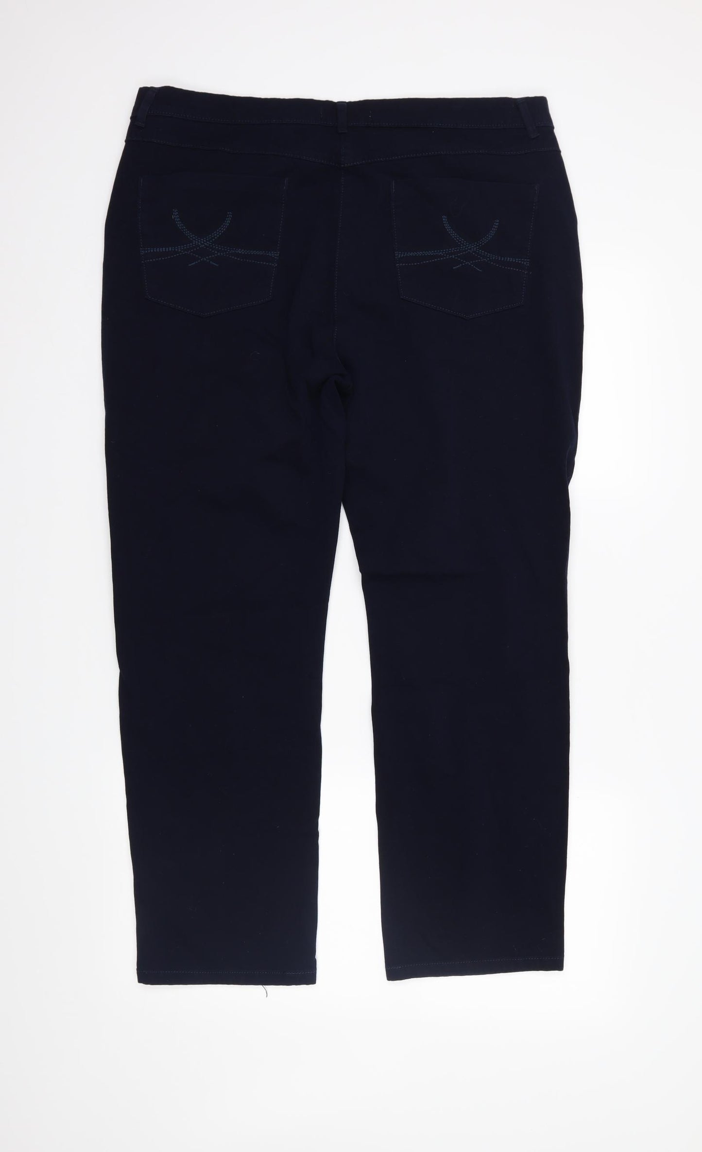 M&S Womens Blue  Denim Straight Jeans Size 18 L27 in