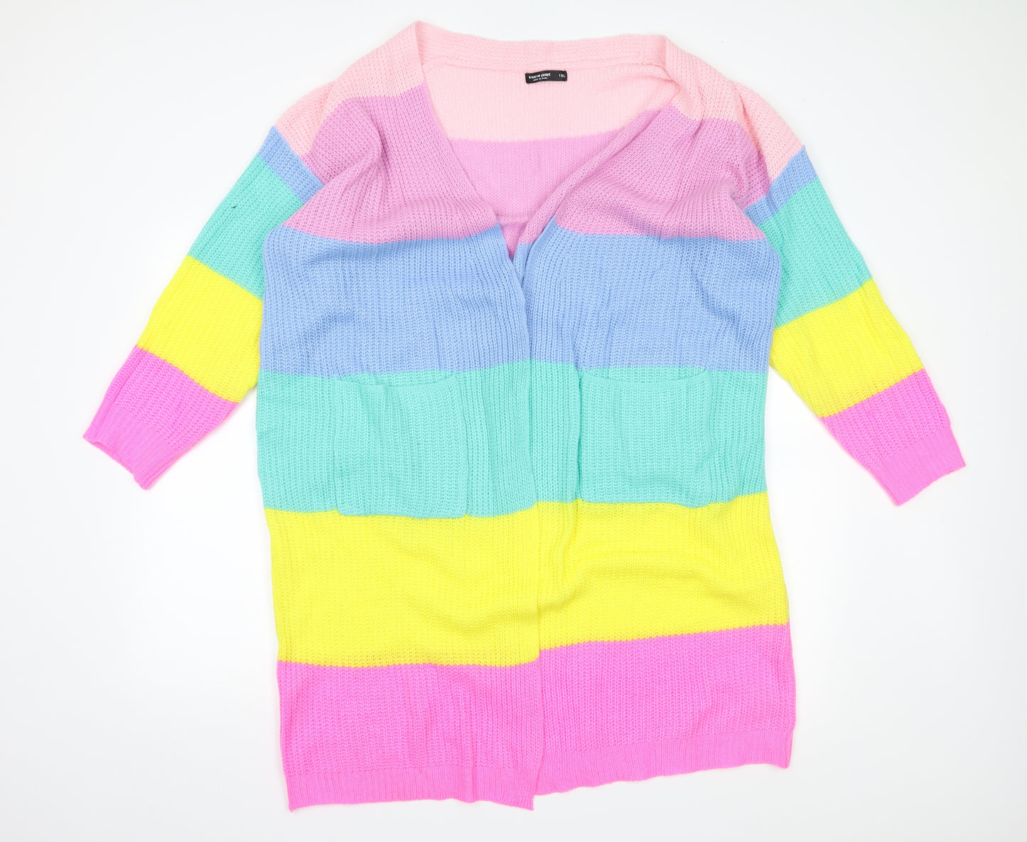 Shein curve Womens Pink Striped  Wrap Jumper Size XL