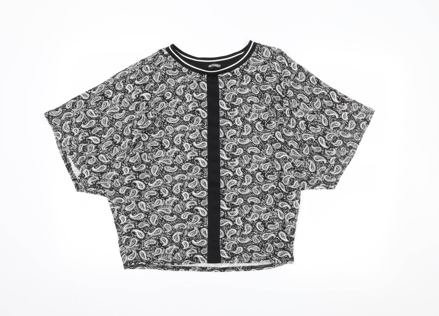 Missguided Womens Black Paisley  Cropped T-Shirt Size 8