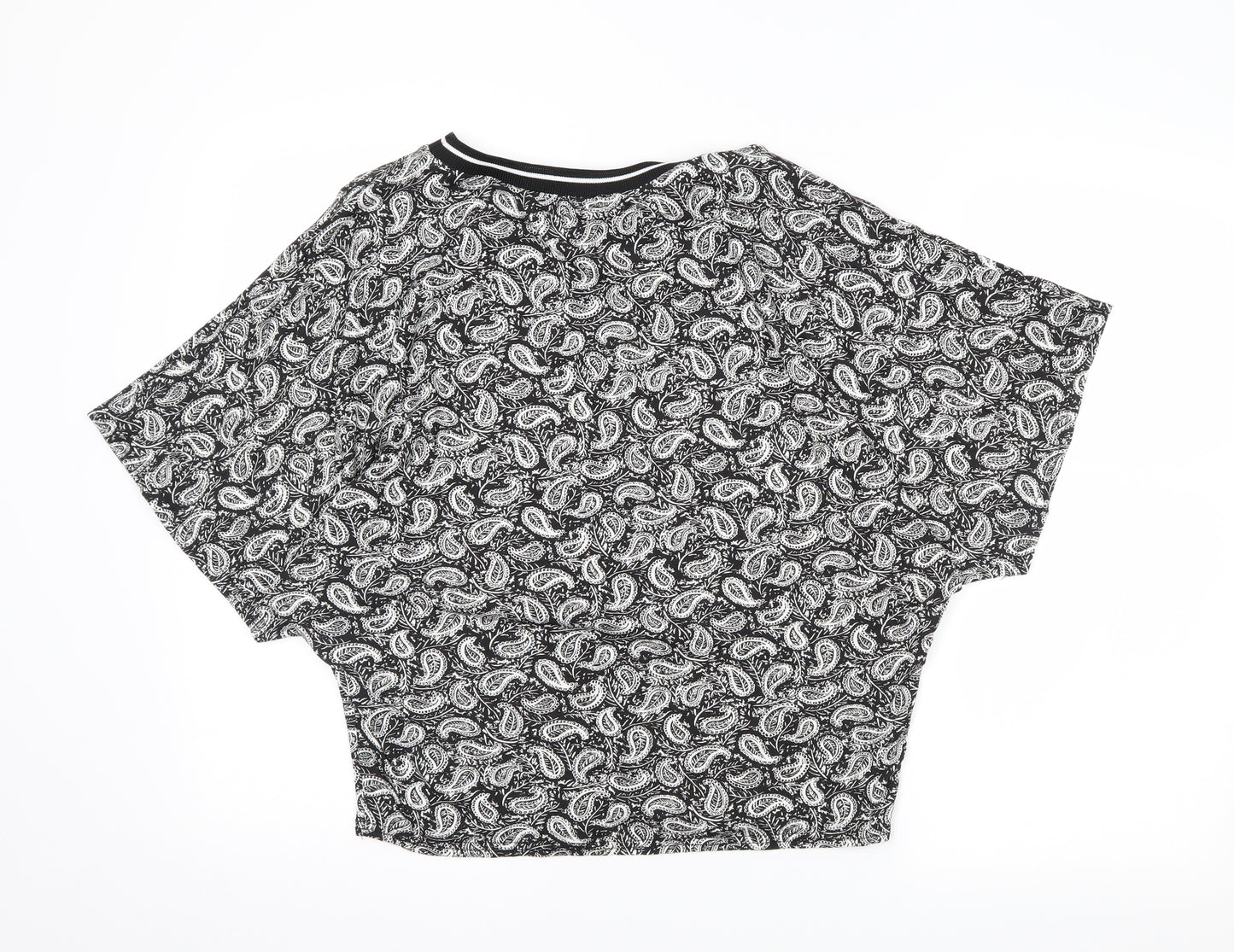 Missguided Womens Black Paisley  Cropped T-Shirt Size 8