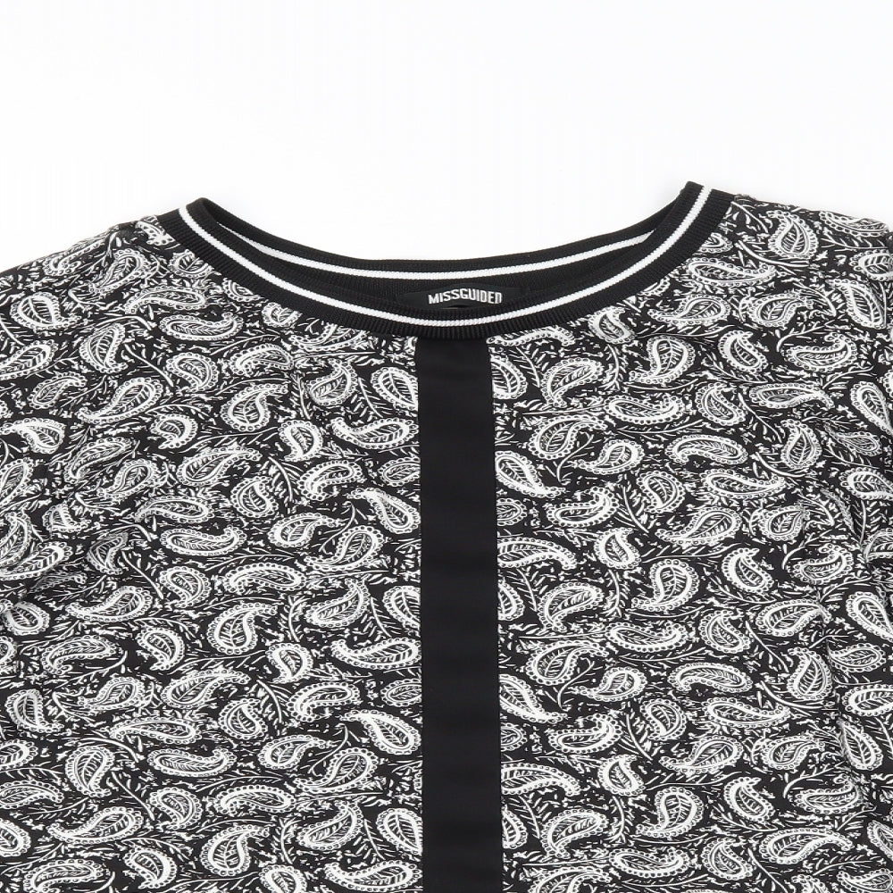 Missguided Womens Black Paisley  Cropped T-Shirt Size 8
