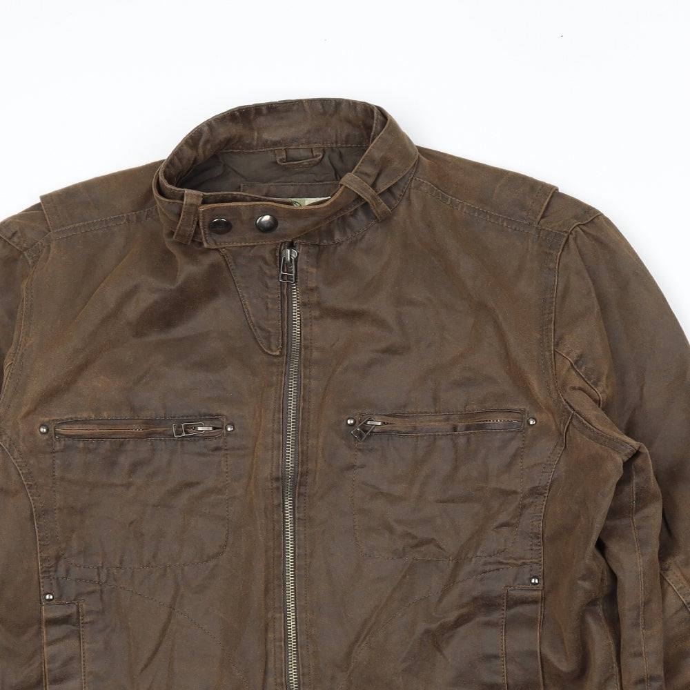 Topman Mens Brown   Biker Coat Size S
