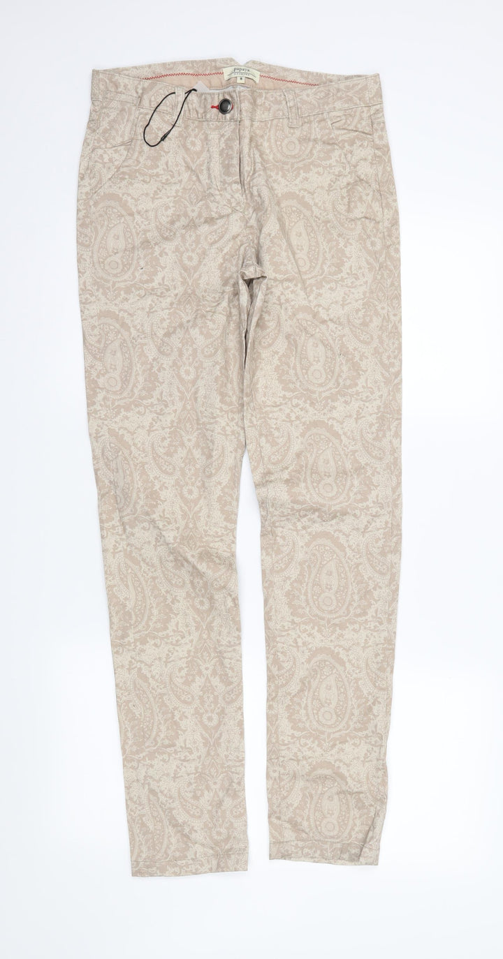 Papaya Womens Beige Paisley Denim Skinny Jeans Size 8 L31 in