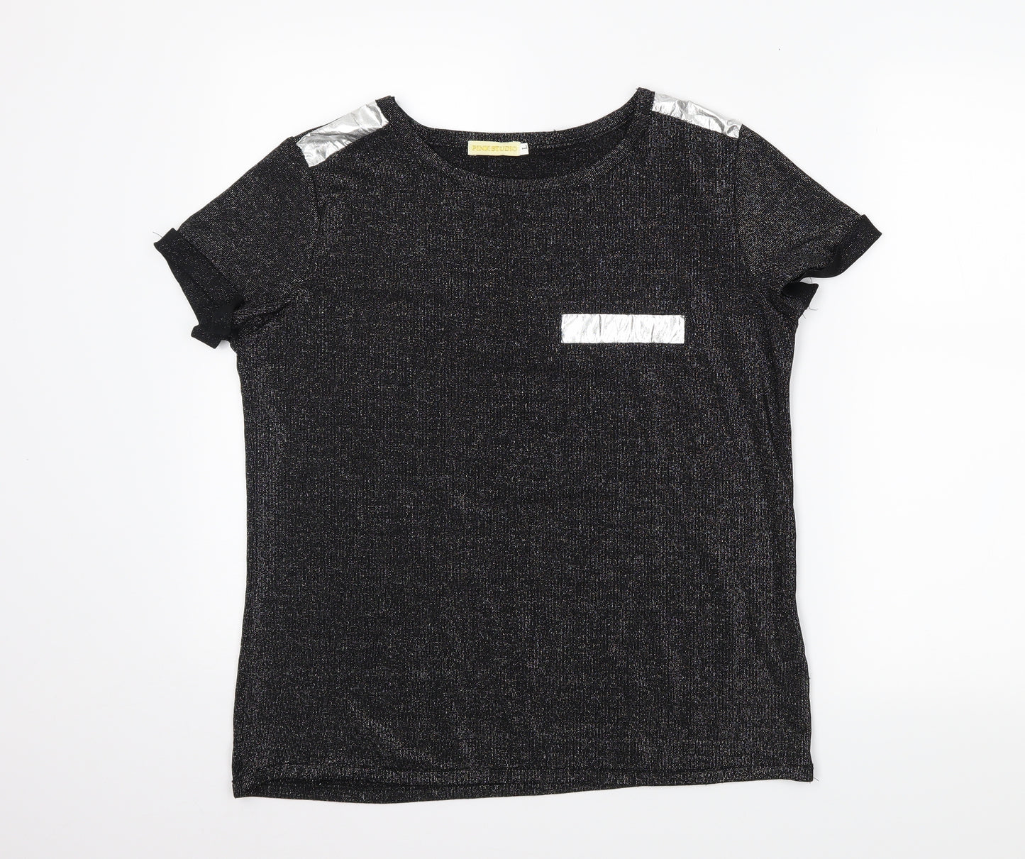 pink studio Womens Black   Basic T-Shirt Size L