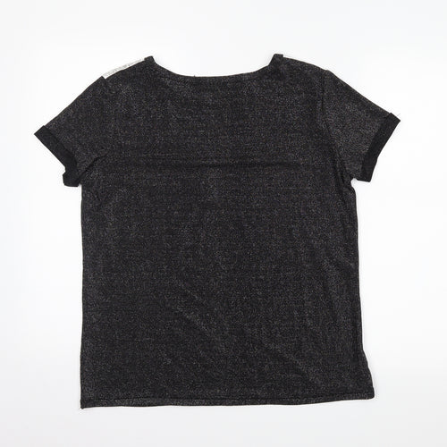 pink studio Womens Black   Basic T-Shirt Size L