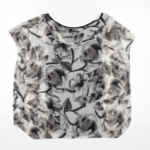 et vous Womens Black Floral  Basic Blouse Size 10