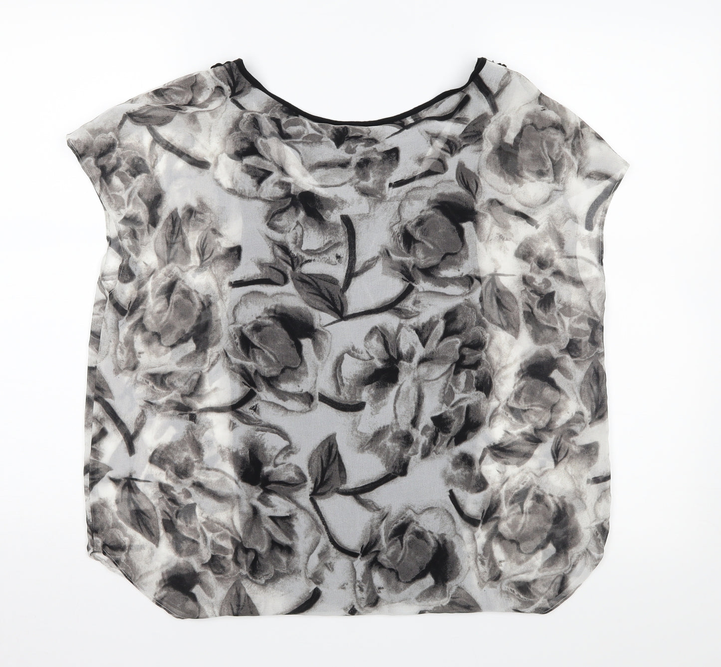 et vous Womens Black Floral  Basic Blouse Size 10