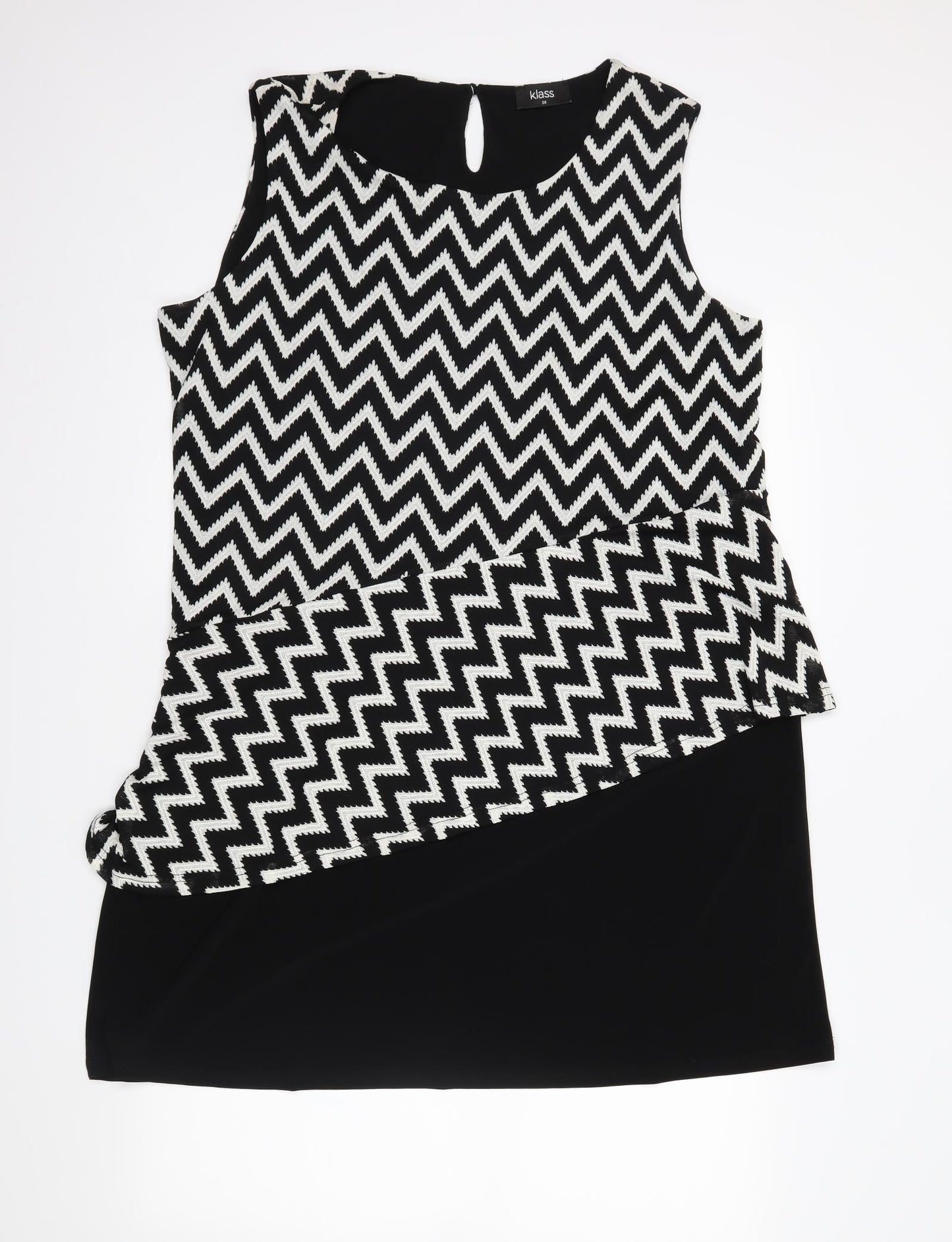 Klass Womens Black Herringbone  Basic Blouse Size 20