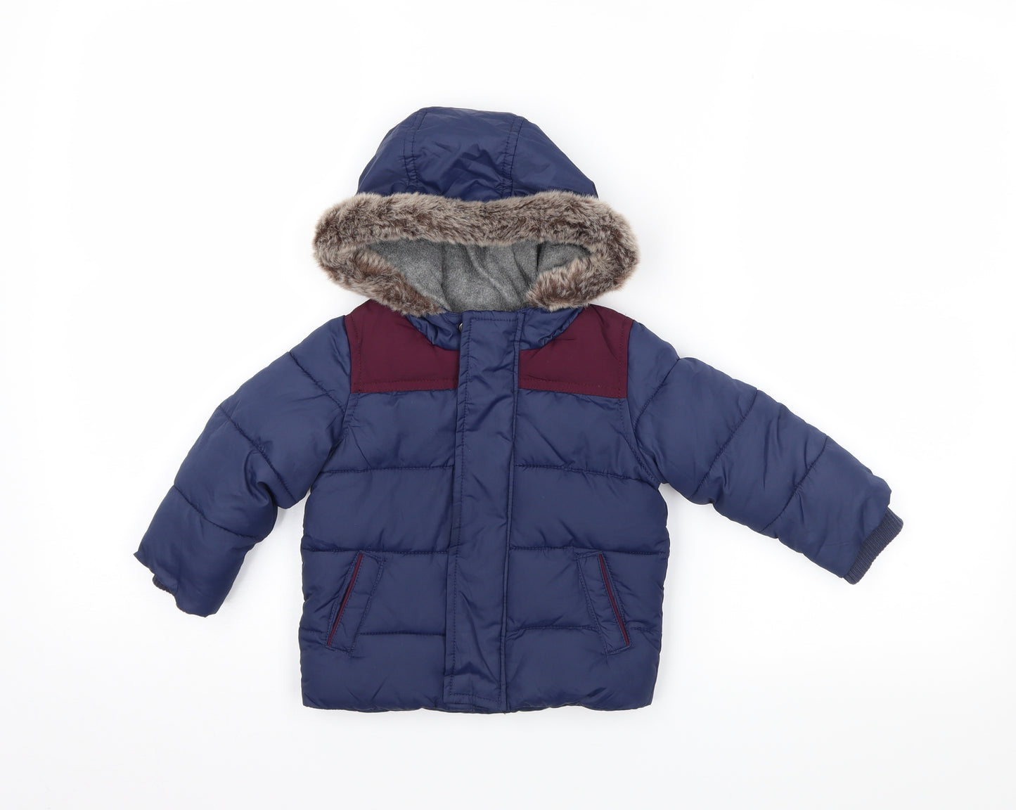 John Lewis Boys Blue   Puffer Jacket Coat Size 6-9 Months
