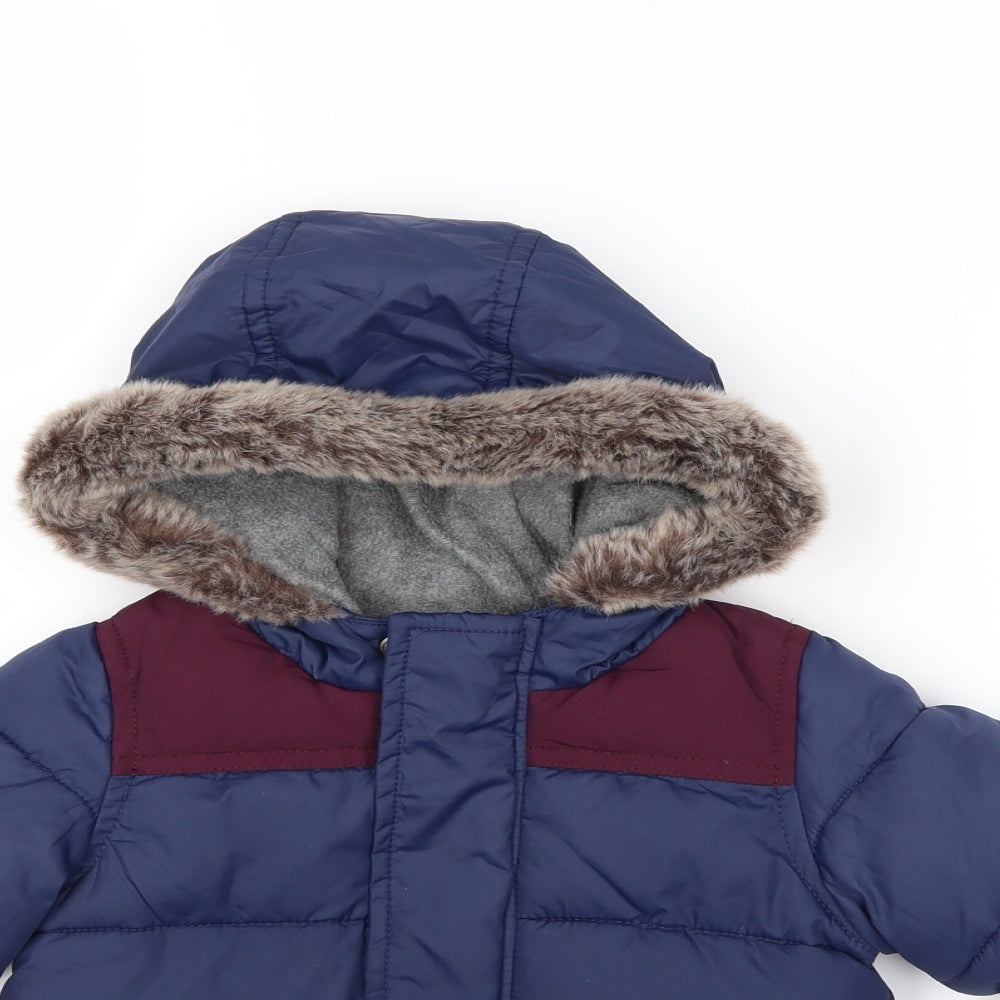John Lewis Boys Blue   Puffer Jacket Coat Size 6-9 Months