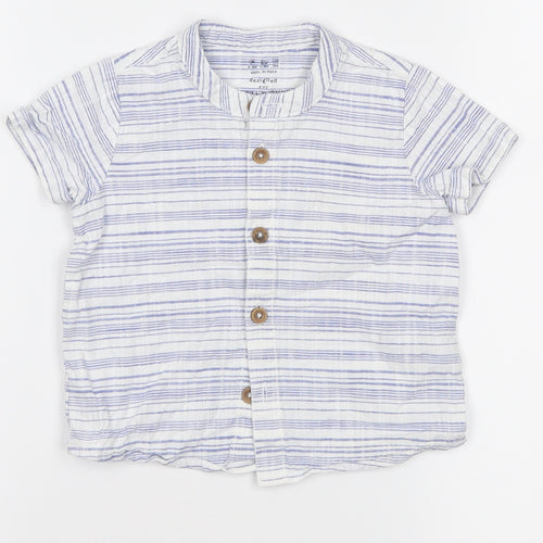 F&F Boys White Striped  Basic Button-Up Size 6-9 Months