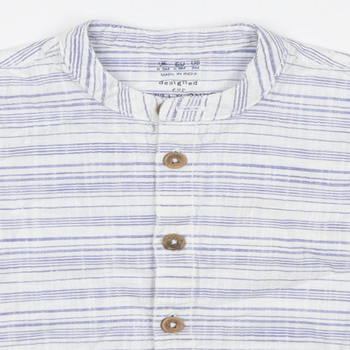 F&F Boys White Striped  Basic Button-Up Size 6-9 Months