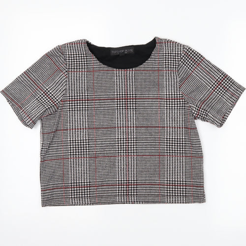 Topshop Womens Grey Houndstooth  Cropped T-Shirt Size 10