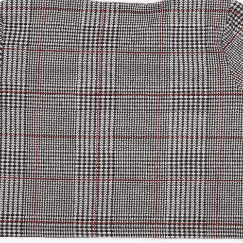 Topshop Womens Grey Houndstooth  Cropped T-Shirt Size 10