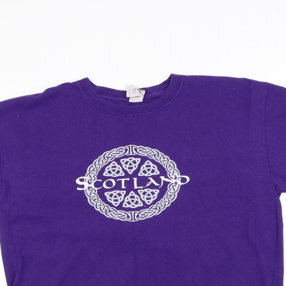 Gilden Mens Purple    T-Shirt Size L