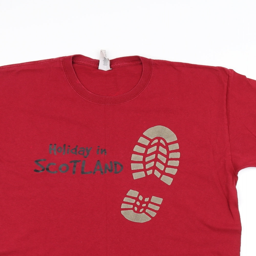 Gilden Mens Red    T-Shirt Size L