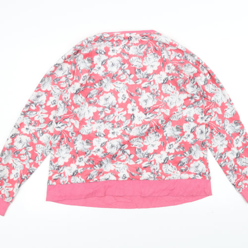 Marks and Spencer Womens Pink Floral  Pullover Jumper Size 16
