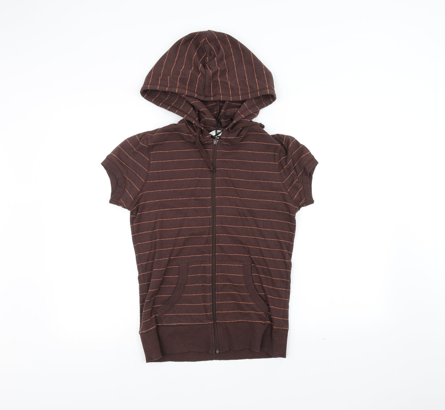 New Look Womens Brown Striped  Full Zip Hoodie Size 12