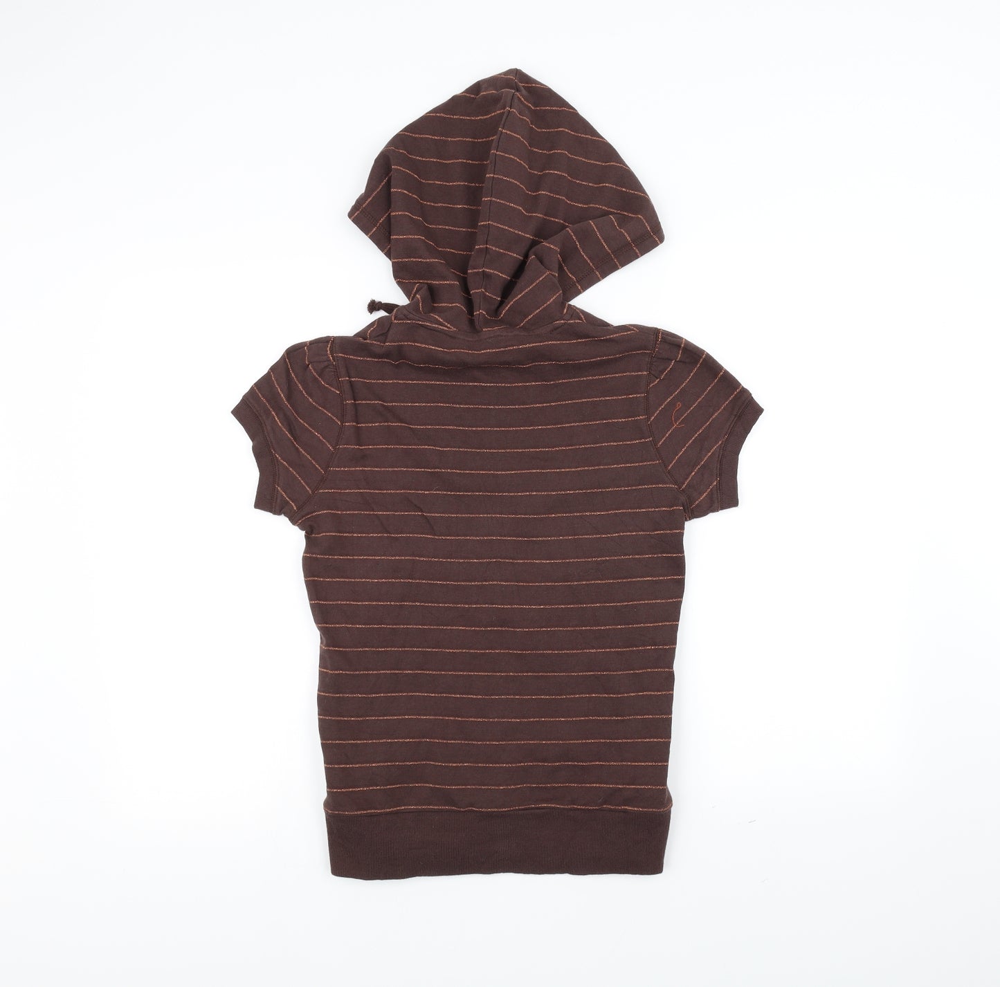 New Look Womens Brown Striped  Full Zip Hoodie Size 12
