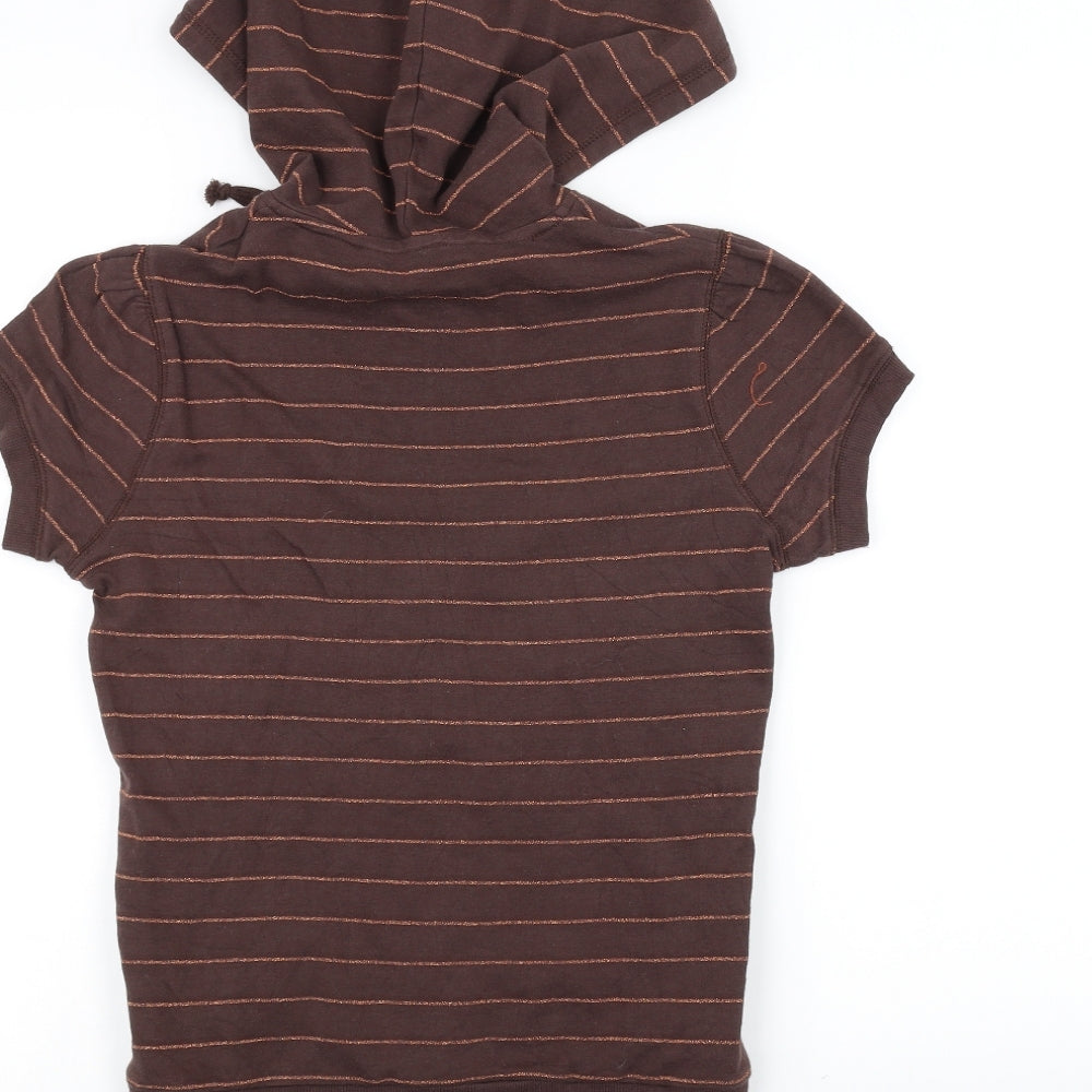 New Look Womens Brown Striped  Full Zip Hoodie Size 12