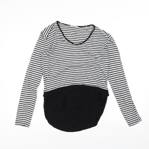 Zara Womens Black Striped  Basic T-Shirt Size S