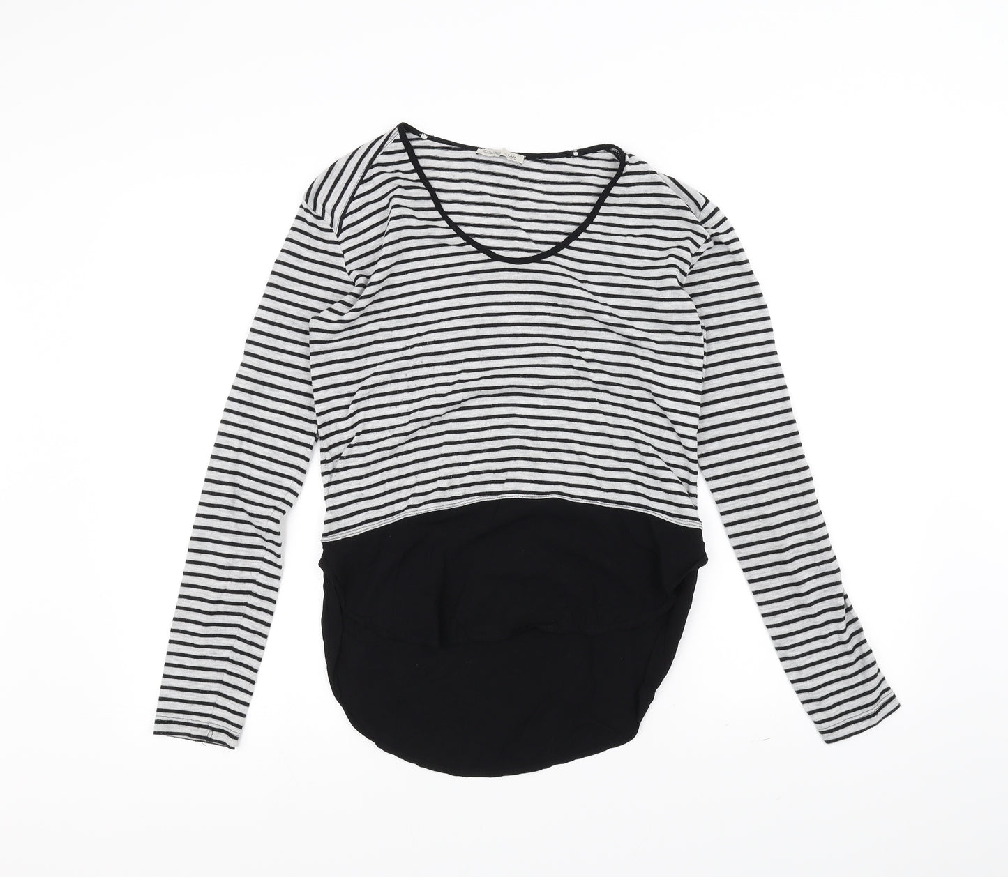 Zara Womens Black Striped  Basic T-Shirt Size S