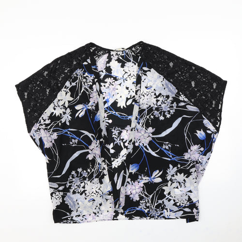 Papaya Womens Black Floral  Cape Jumper Size 8