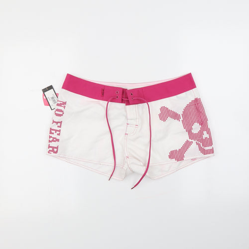 No Fear Womens White   Sweat Shorts Size 14
