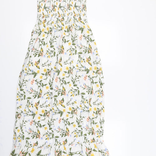 m&S Womens White Floral Rayon Fit & Flare  Size 8