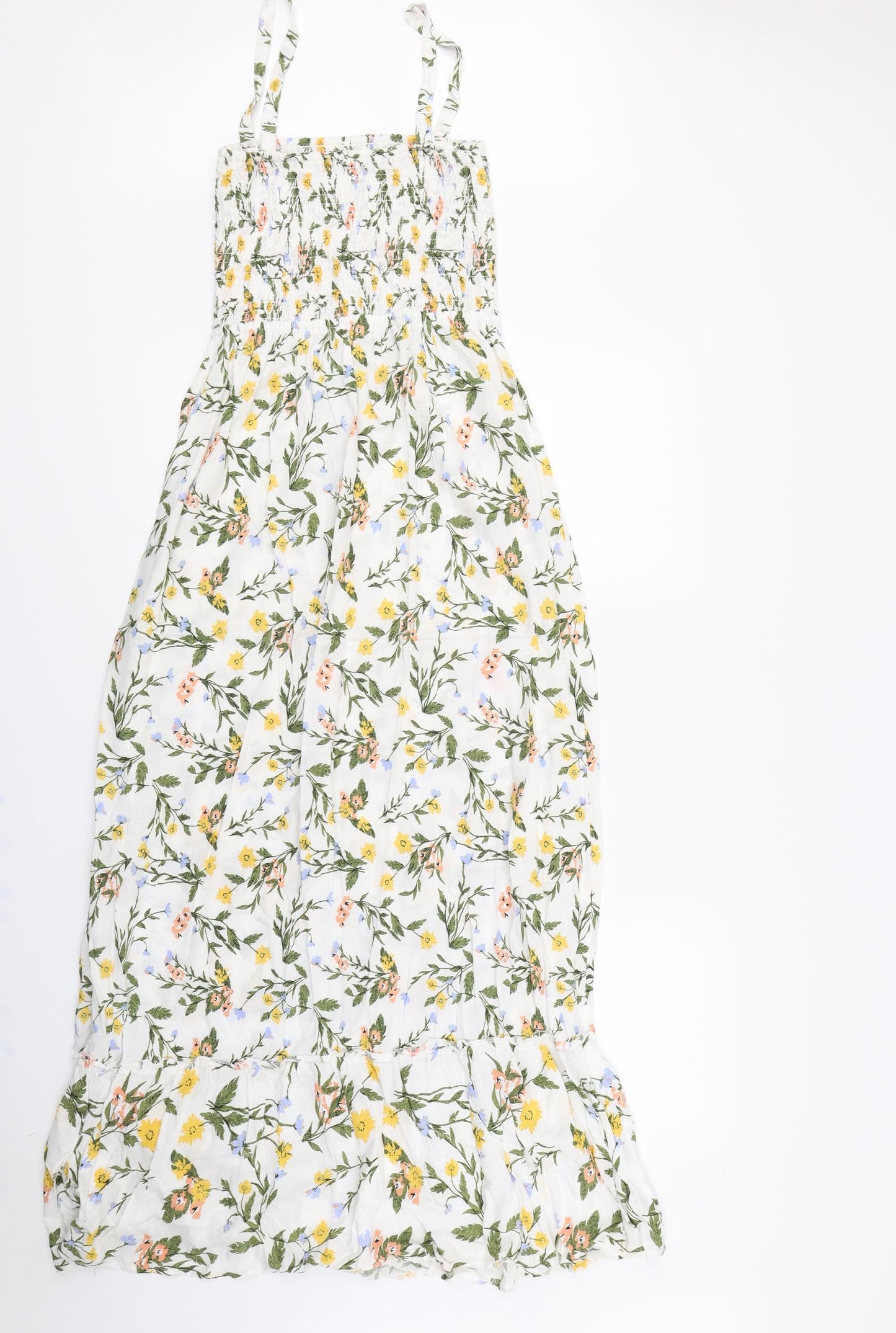 m&S Womens White Floral Rayon Fit & Flare  Size 8