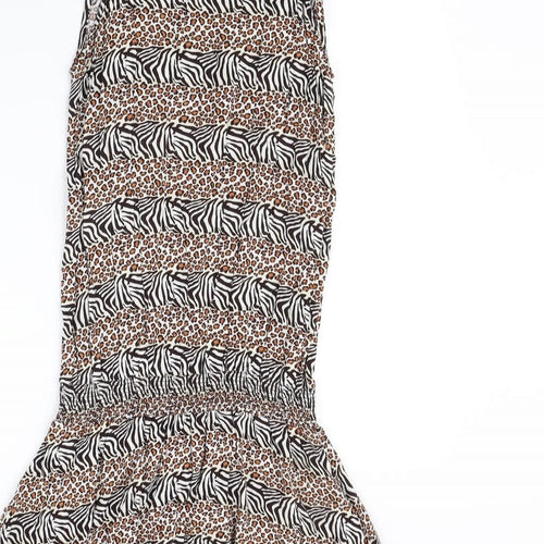 Preworn Womens White Animal Print  Fit & Flare  Size M