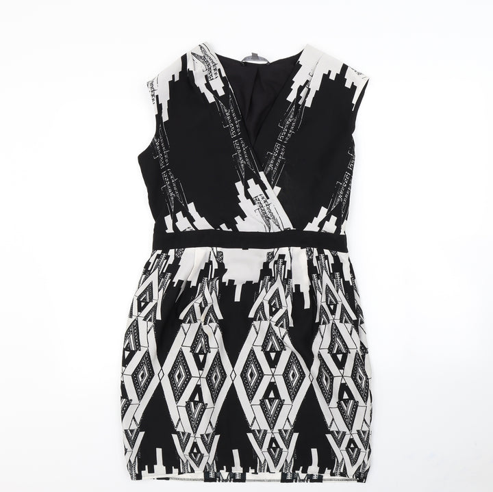 LIMITED Womens Black Geometric  Pencil Dress  Size 10