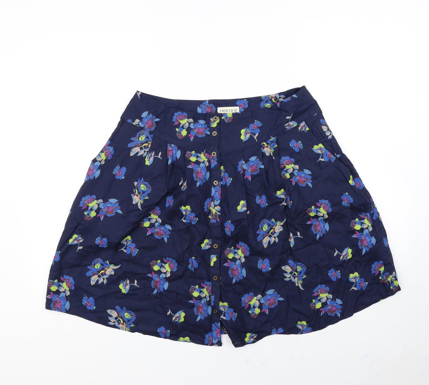 m&S Womens Blue Floral  Skater Skirt Size 12