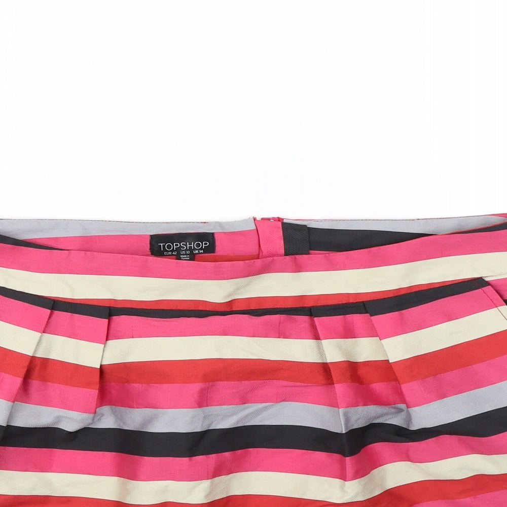 Topshop Womens Multicoloured Striped  Mini Skirt Size 14