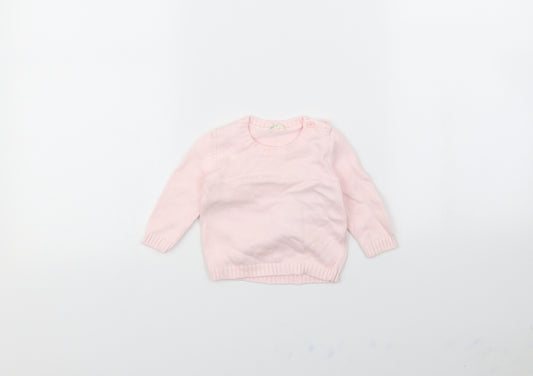 Front view of United Colors of Benetton Baby Pink jumper, size 3-6, Months