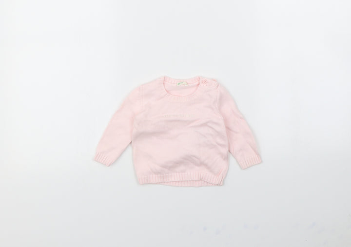 Benetton Baby Pink Pullover Jumper Size 3-6 Months