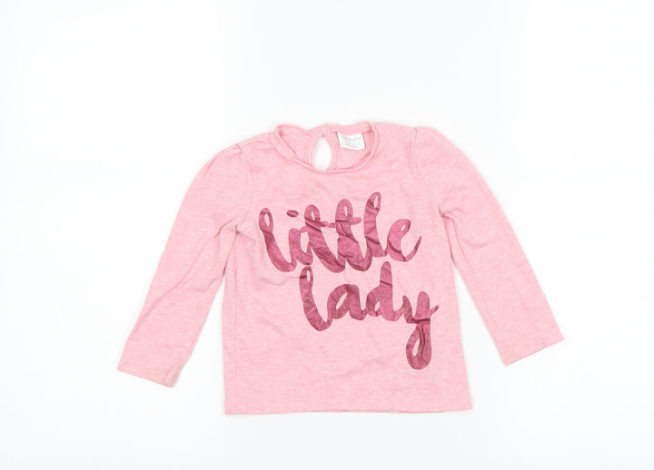 F&F Girls Pink Basic T-Shirt Size 9-12 Months - little lady