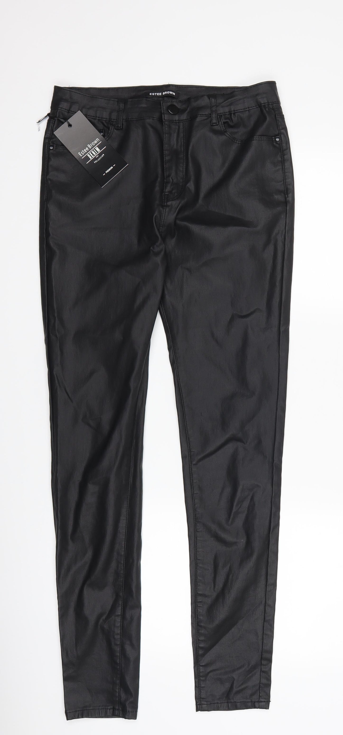 Estee Brown Womens Black   Trousers  Size 12 L29 in - Leather Look