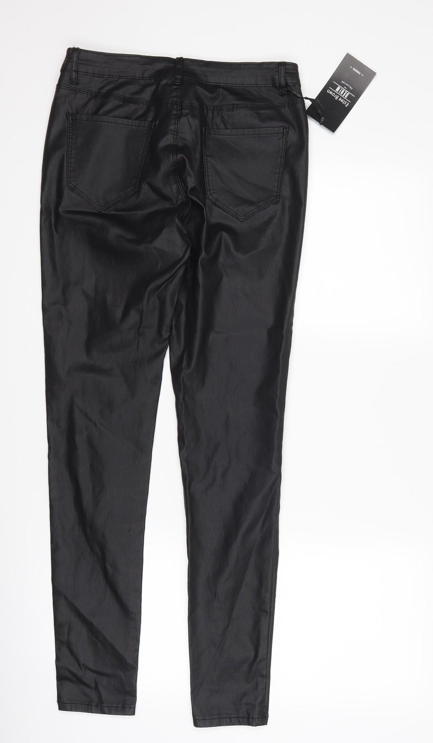 Estee Brown Womens Black   Trousers  Size 12 L29 in - Leather Look