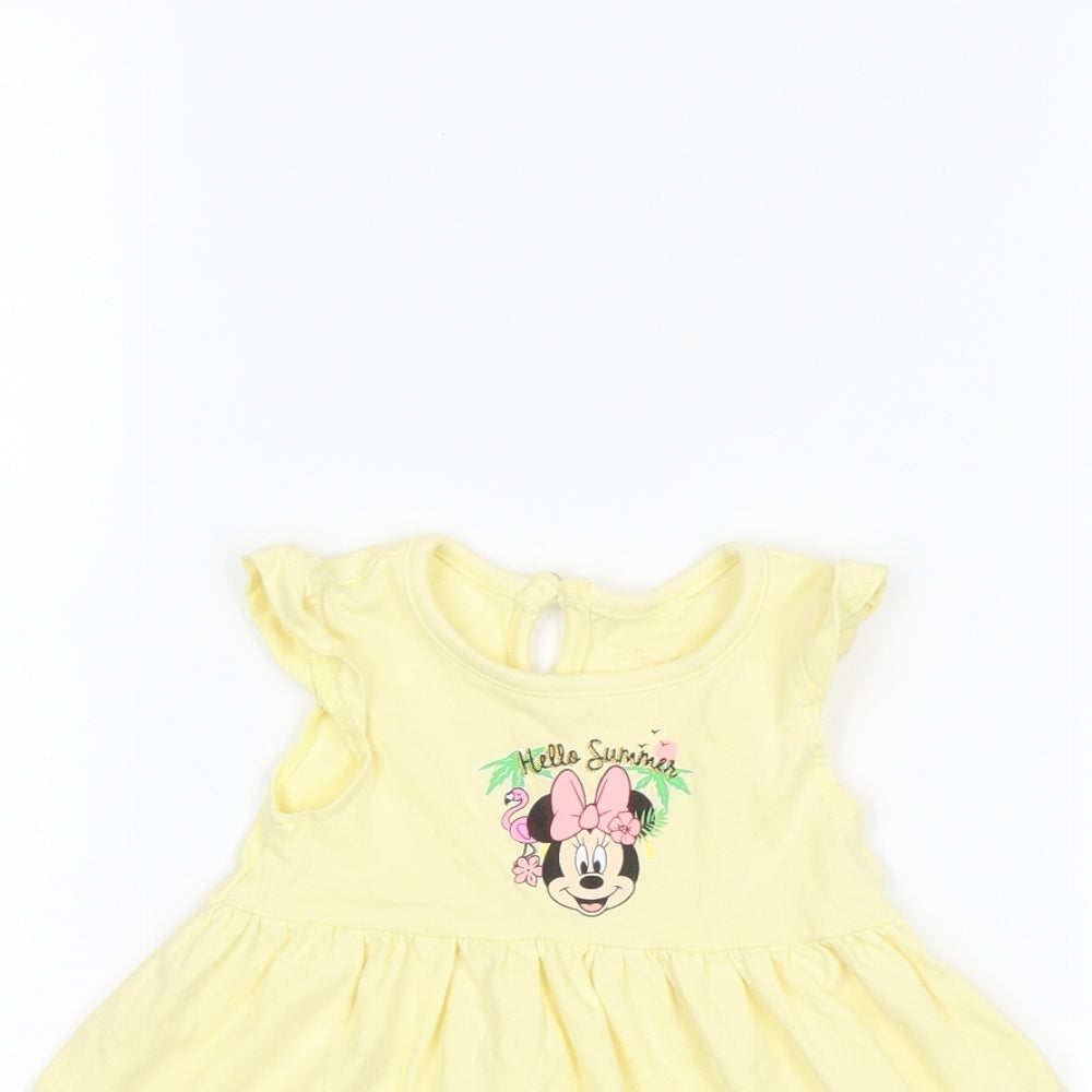 Primark Girls Yellow   T-Shirt Dress  Size 3-6 Months  - Disney Minnie Mouse