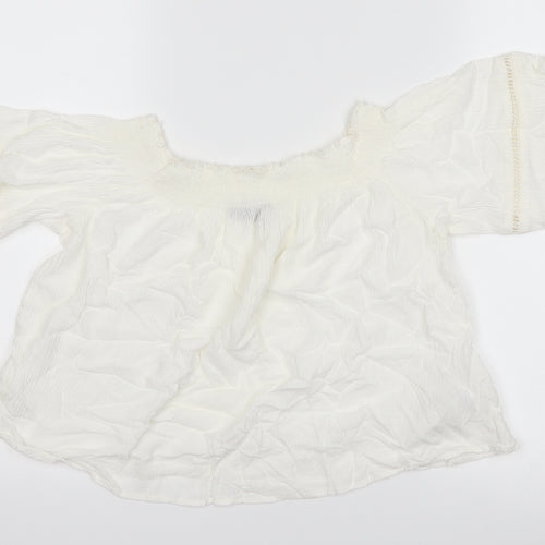 Bershka Girls White   Basic T-Shirt Size L