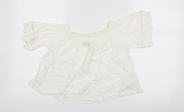 Bershka Girls White Basic T-Shirt Size L