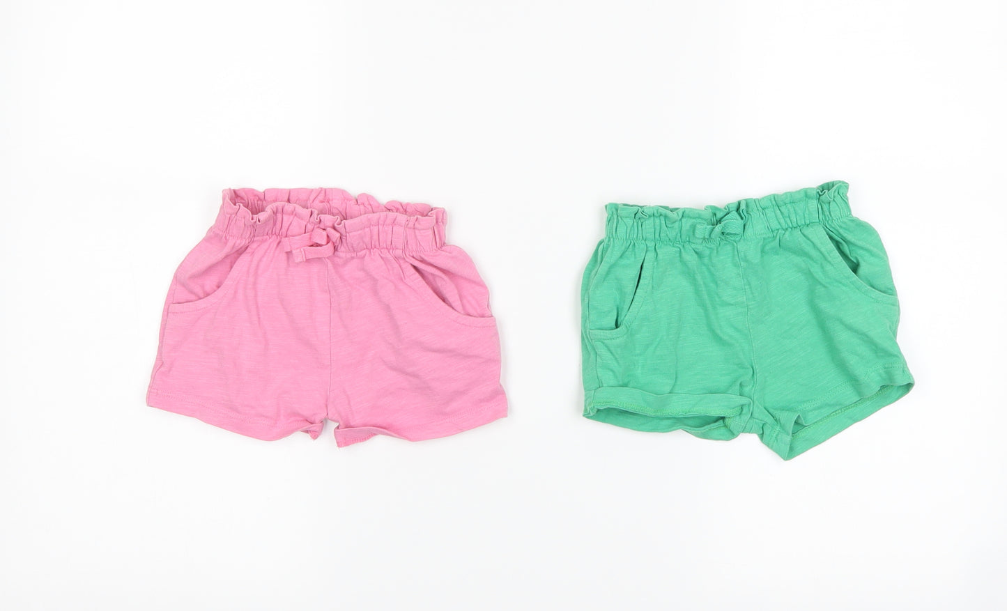 NEXT Girls Pink   Cropped Trousers Size 9-12 Months  - 2 pack