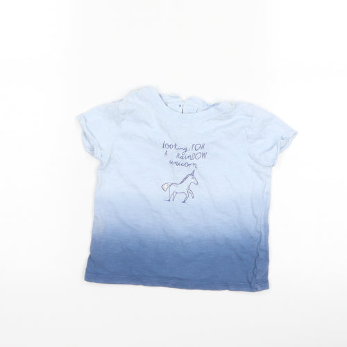 NEXT Baby Blue   Basic T-Shirt Size 9-12 Months  - Unicorn