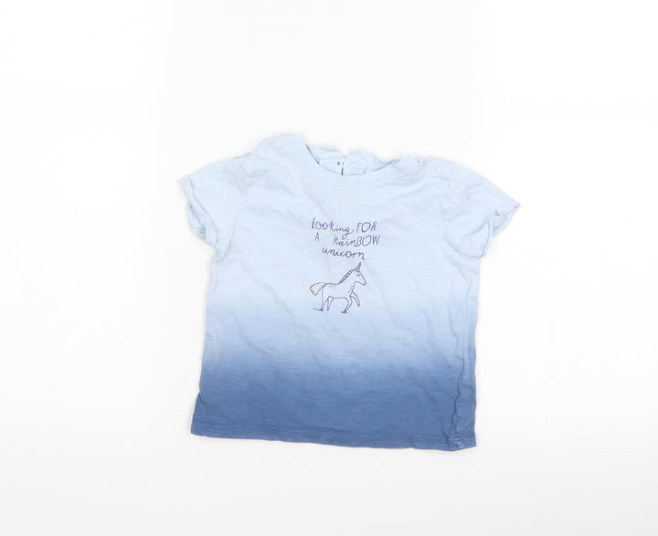 NEXT Baby Blue Basic T-Shirt Size 9-12 Months - Unicorn