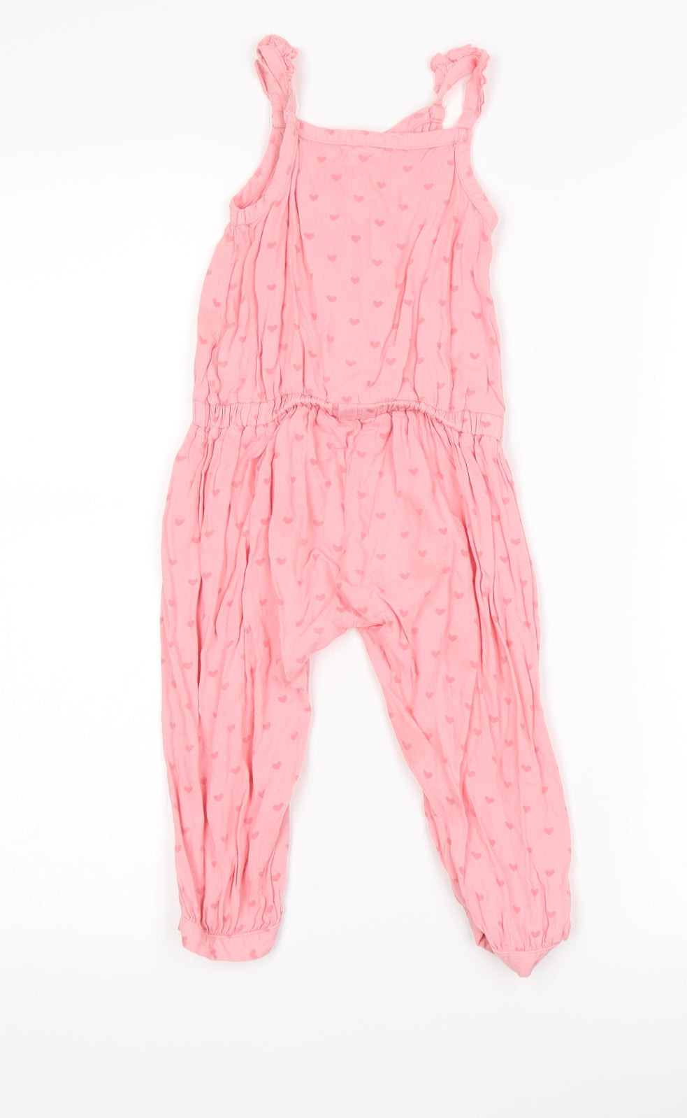 Matalan Girls Pink   Coverall One-Piece Size 12-18 Months  - Love heart print