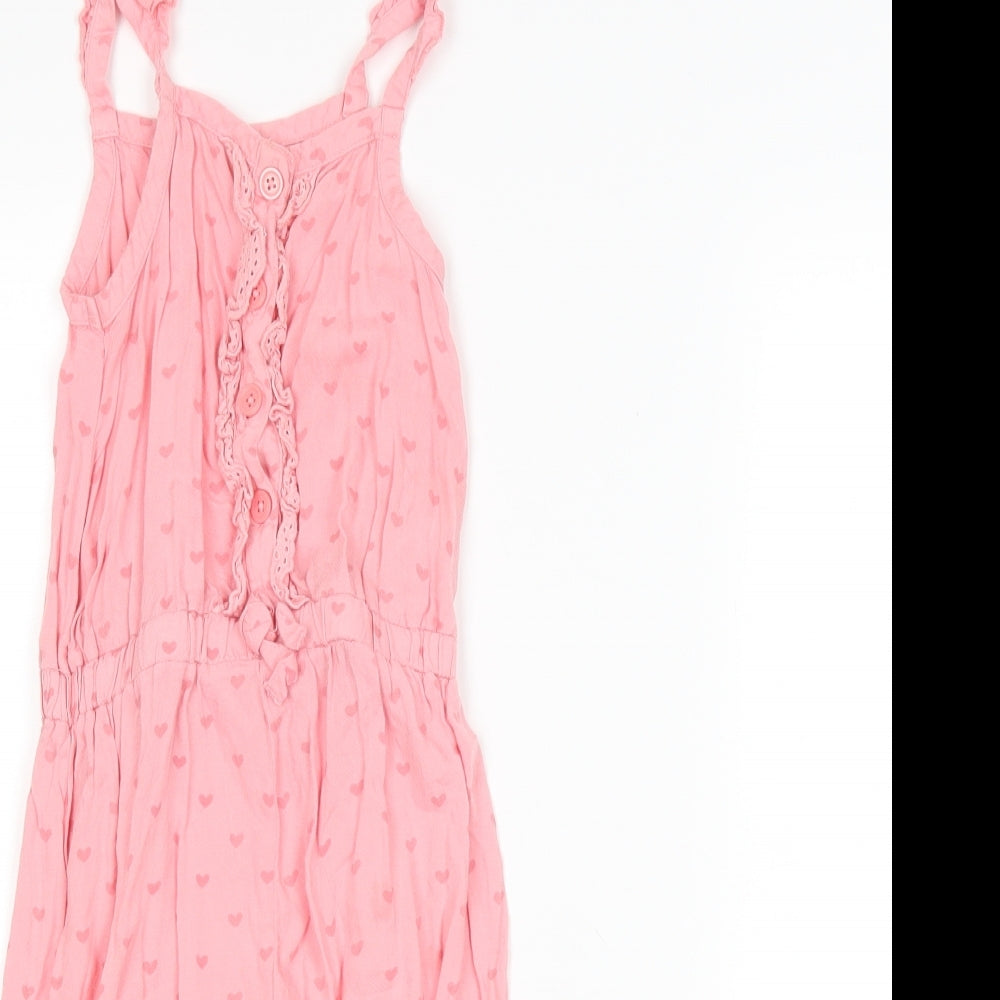 Matalan Girls Pink   Coverall One-Piece Size 12-18 Months  - Love heart print