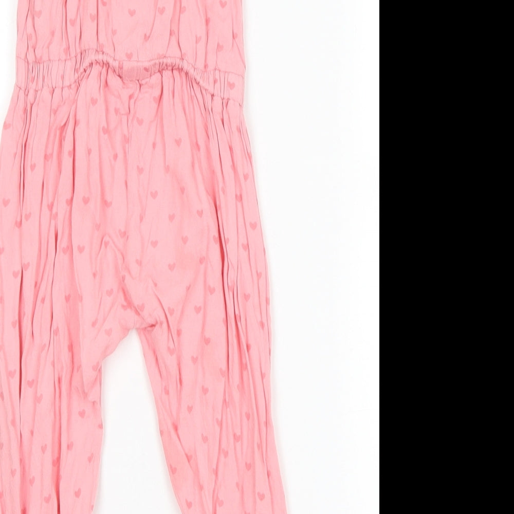 Matalan Girls Pink   Coverall One-Piece Size 12-18 Months  - Love heart print