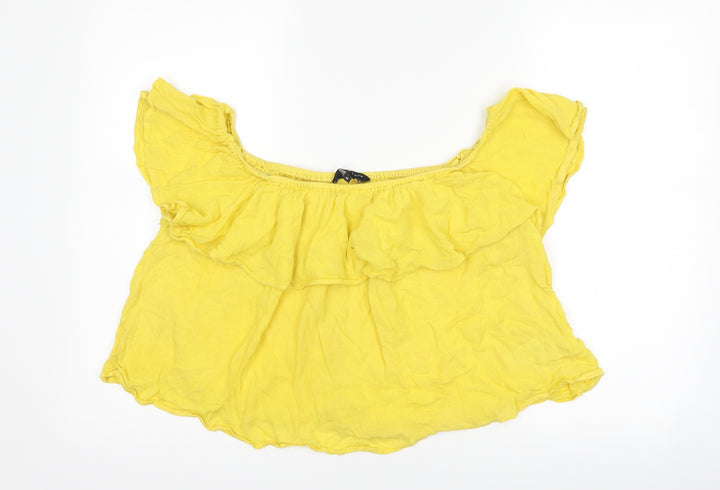 New Look Womens Yellow Cropped T-Shirt Size 12
