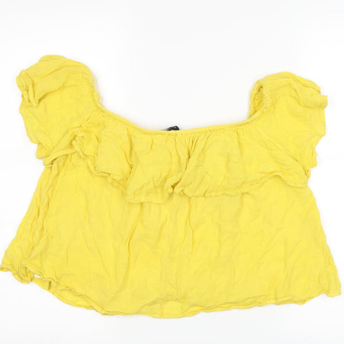 New Look Womens Yellow   Cropped T-Shirt Size 12